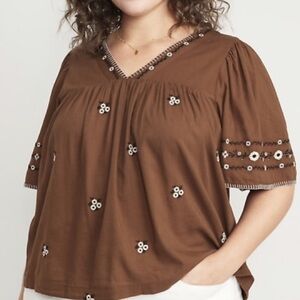 Brown Embroidered Blouse